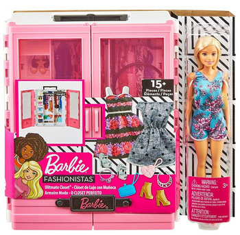 Barbie szafa na ubranka + lalka GBK12