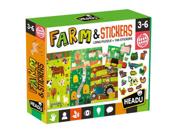 HEADU Farm & Stickers Puzzle z naklejkami farma wiek 3-6