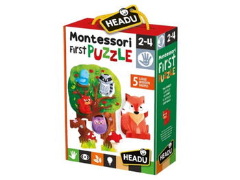 HEADU Montessori Puzzle las + figurki wiek 2-4