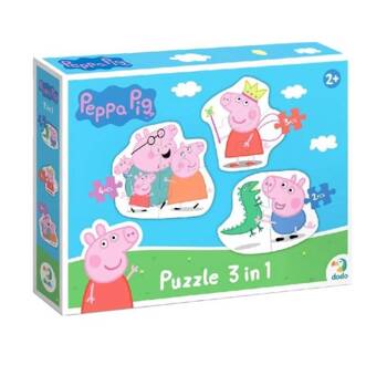 MAKSIK Puzzle 3w1 Świnka Peppa 3/4/5/6 el. DOB4989 04898 - Edukacyjne Układanki dla Dzieci