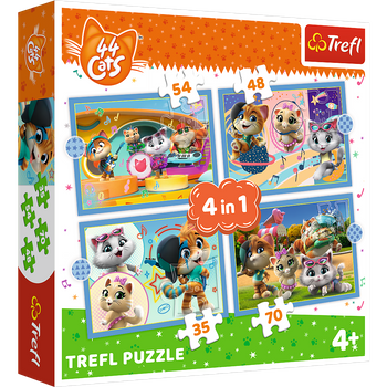 Trefl Puzzle 4w1 Kocia Ferajna - Zestaw 34612