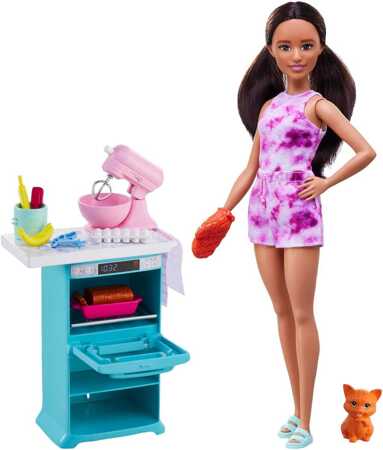 Barbie lalka + akcesoria kuchenne HCD44