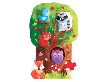 HEADU Montessori Puzzle las + figurki wiek 2-4