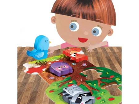 HEADU Montessori Puzzle las + figurki wiek 2-4