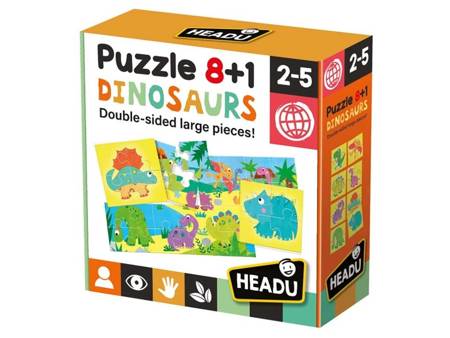 HEADU Puzzle dinozaury 8 + 1 wiek 2-5