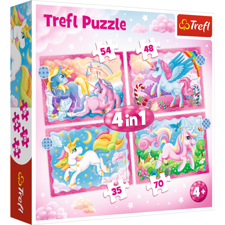 PUZZLE 4w1 Jednorożce i magia 34389