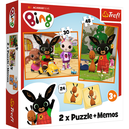 Puzzle 2w1 + memos Bing z przyjaciółmi 93332