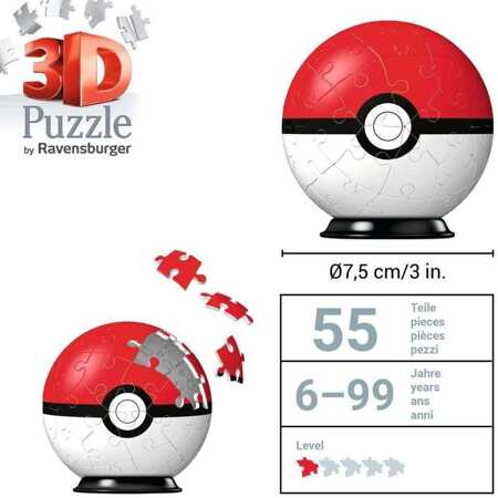 Puzzle 3D Kula 54 Pokemon czerwony 11256