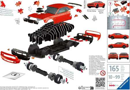 Puzzle 3D Pojazdy: Dodge Challenger RT 11284