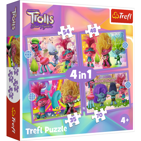 Puzzle 4w1 Przygody kolorowych Trolli  34622