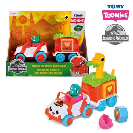 TOMY TOOMIES jeep z dino i przyczepą E73253