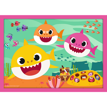 TREFL PUZZLE 4w1 Baby Shark Rodzina rekinów 34378