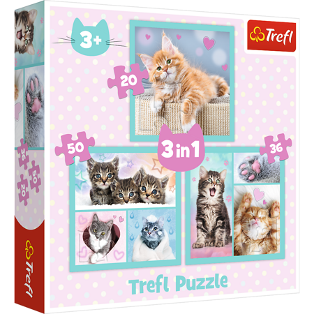 Trefl Puzzle 3w1 Słodkie Zwierzaki - Zestaw 34862