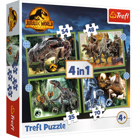 Trefl Puzzle 4w1 Groźne Dinozaury 34607 - Układanka dla Dzieci