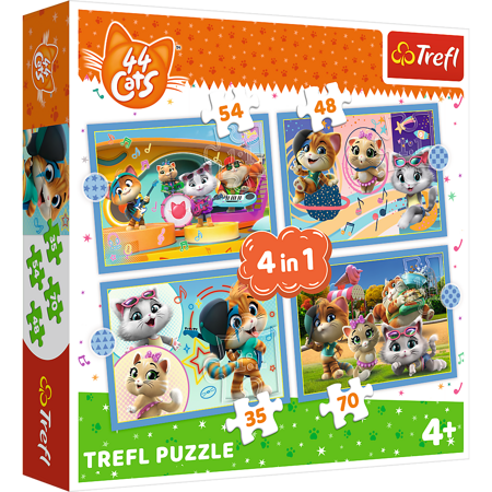 Trefl Puzzle 4w1 Kocia Ferajna - Zestaw 34612