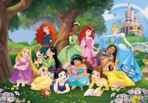 układanie puzzli z księżniczkami Disney'a
