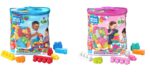 Mega block klocki 60 elementów torba niebieska/różowa